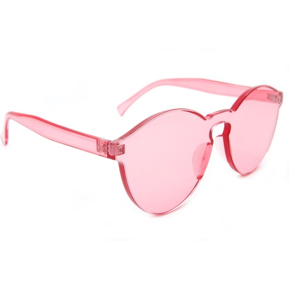 Cat Eye Round Sunglasses Designer Rimless PINK - Picture 5 of 5